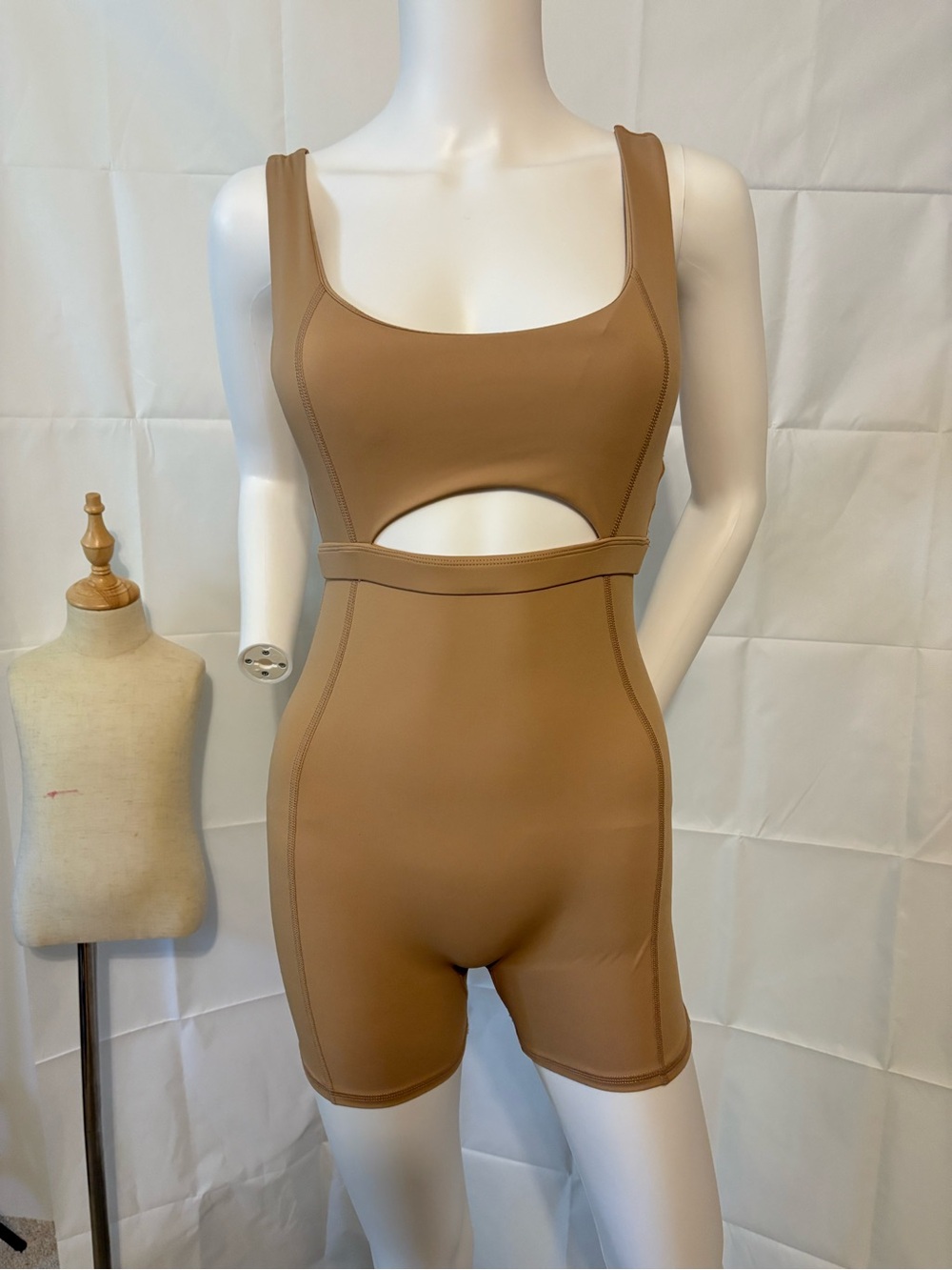 Forever 21 Active Tan Cutout Biker Romper One Piece Size Medium - Picture 1 of 7
